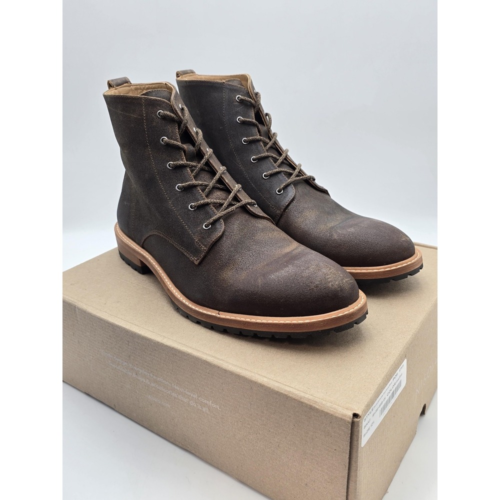 Nisolo‎ Martin All-Weather Combat Boots Mens Size 12.5 Brown Leather Waxed